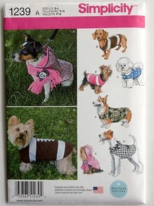  SEWING PATTERN S1239 DOG PET CLOTHES COATS 5 DESIGNS SIZE SMALL TO LARGE UNCUT - Picture 1 of 2