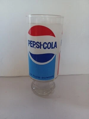 Vaso de vaso pedestal Pepsi-Cola PEPSI vintage años 70 6 1/2" Foto 1 de 4