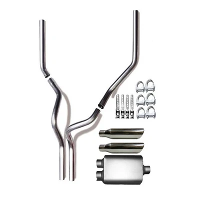 Tubo doble y silenciador de 2,5" con puntas de corte de borde enrollado se adapta a: GMC Sierra 3500 1987-2002 Foto 1 de 4