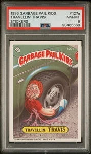 PSA 8 NM-MT 1986 Garbage Pail Kids OS4 #127a TRAVELLIN' TRAVIS Sticker Card - Picture 1 of 2