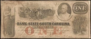 1861 $1 BILL SOUTH CAROLINA BANK NOTE CURRENCY OLD PAPER MONEY CIVIL WAR - Picture 1 of 2