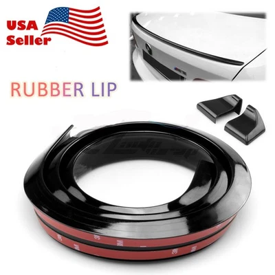 Gloss Black Rear Roof Trunk Spoiler Wing Tail Lip 5ft Universal Look Trim Rubber - Image 1 of 4