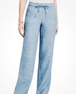 Talbots 100% Linen Light Blue Drawstring Pants Size 12 32x29 - Picture 1 of 5