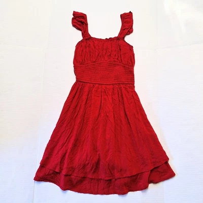 Vestido de sol vintage Hollister para mujer talla XS rojo con volantes correa algodón elástico Y2K  Foto 1 de 4