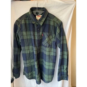 Boys Levi's L/S Button Down Green/Blue Checked Shirt - Picture 1 of 9