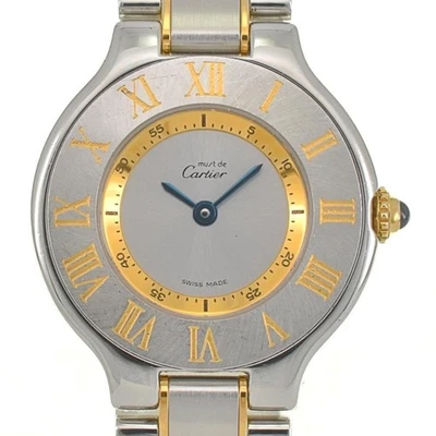 Relógio feminino Cartier Must21 Vantian SM W10073R6 mostrador prata quartzo E#142233 - Imagem 1 de 4