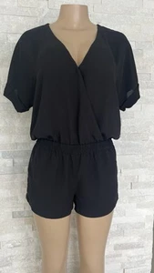BCBG MAXAZRIA Jumpsuit Shorts Women Black Vneck Size S. - Picture 1 of 5