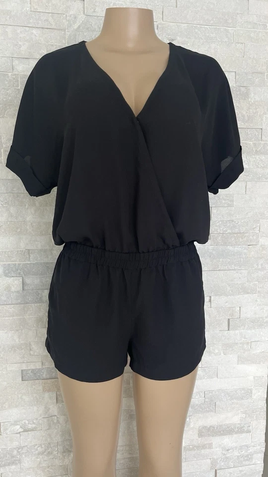 BCBG MAXAZRIA Jumpsuit Shorts Women Black Vneck Size S. - Image 1 of 4