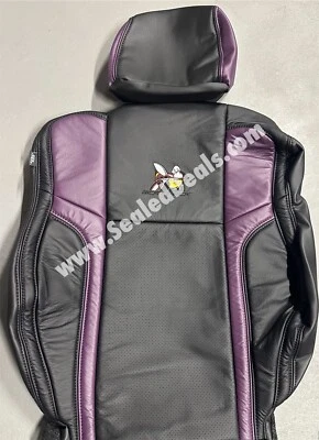 Fundas de asiento de cuero negras y moradas con logotipo Scat Pack para Dodge Charger 2015-23 Foto 1 de 4