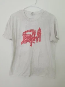 Death T-Shirt Size L Large Death Metal Band Red Logo on Distressed White Gore  - Picture 1 of 7
