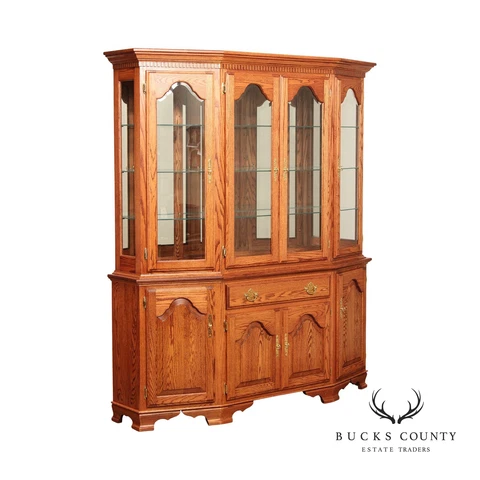 Oak Street Colonial Style Solid Oak Illuminated China Cabinet Cover