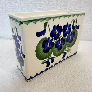 Royal Copenhagen Aluminia Art Faience Blue Pansies Flowers Hand-Painted Rectangl - Picture 1 of 17