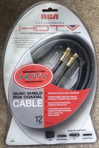 RCA High performance HDTV quad shield RG6 coaxial cable 12’ new In Box - Picture 1 of 4