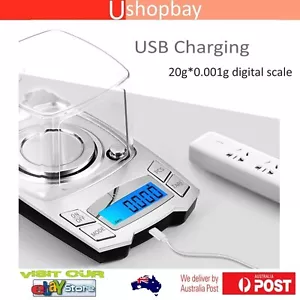 Digital Precision Scale USB Charging Weighing Jewelry Milligram 20g/0.001g - Picture 1 of 10