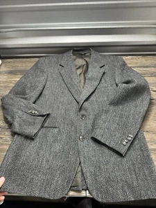 HARRIS TWEED Herringbone Wool Sport Blazer Jacket mens 42 R BROADMOOR & PIKE - Picture 1 of 12