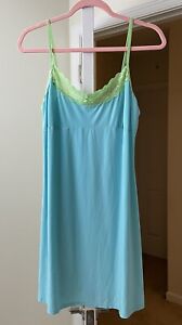 Vintage 90's California Dynasty Chemise Neon Blue Green Stretch Women's Large