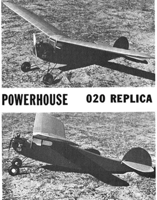 Model Airplane Plans (FF): Powerhouse 36" for .020 Engine by Gene Wallock - Image 1 of 2