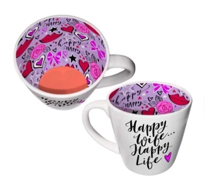 Happy Wife Happy Life Ceramic Novelty Gift Mug with Gift Box Wedding Anniversary - Picture 1 of 2