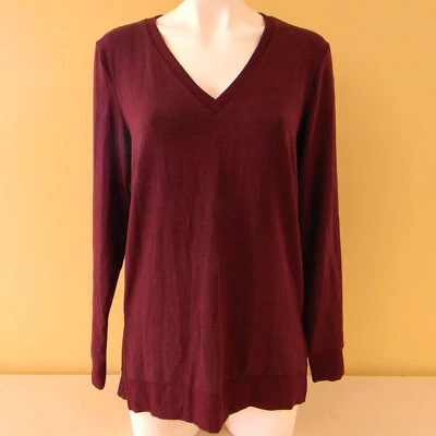 Lucky Brand V-Neck Sweater Size S/P Burgundy Red 60% Viscose - Image 1 of 4