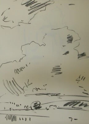 JOSE TRUJILLO Original Papel Carbón Boceto Dibujo 18X24 Nubes Cielo Paisaje Foto 1 de 4