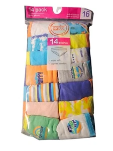 Girls Bikini Underwear 14 Pack Wonder Nation Multicolor Size 16 New - Picture 1 of 2