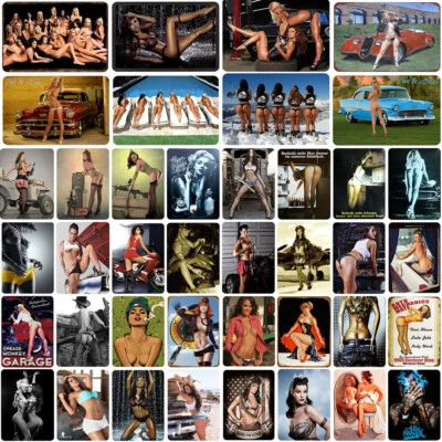 Sexy Woman Metal Tin Signs Plaque Garage Wall Plates Bar Club Pub Home Art Decor - Image 1 of 4
