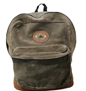 Vintage JanSport All Leather Olive Green Suede Backpack Daypack Top Grain Bottom - Bild 1 von 10