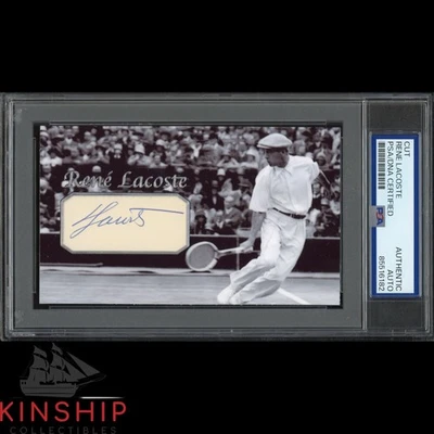 Rene Lacoste signed Cut 3x5 Custom Card PSA DNA Slab Tennis Auto C4823 - Image 1 of 2