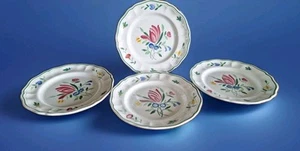 Set Of 4 Vintage Longchamp France Red Tulip 8.75" (22cm) Salad/Dessert Plates - Picture 1 of 11