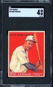1933 Goudey #5 Floyd Babe Herman SGC 4 CENTRATI E SENZA PIEGHE set rottura - Foto 1 di 2