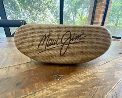 Estuche para gafas de sol Maui Jim estilo cubierta dura tejido de canasta tostado Foto 1 de 4