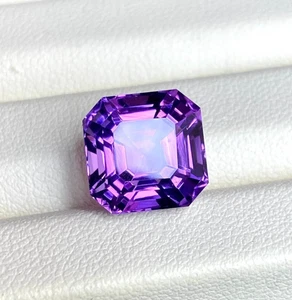 Brazilian Purple Amethyst Asscher Shape 8.25 Ct Certified Natural Loose Gemstone - Picture 1 of 5