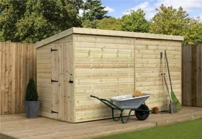 EMS RETAIL Empire 2000 Pent Garden Shed Wooden 12X5 12ft x 5ft SHIPLAP TONGUE & GROOVE PRE