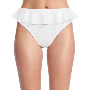 Time and Tru Women’s Plus SIZE 2X(20W-22W) Ruffle High Waist Swim Bottoms, WHITE - Picture 1 of 3