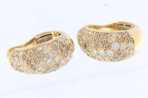 Juego de pendientes de doble aro de diamantes pavimentados de oro amarillo 18K aprox 2 quilates - Imagen 1 de 12
