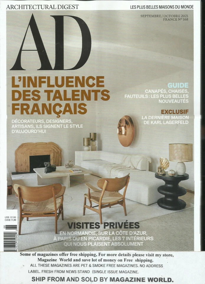 Architectural Digest Magazine, L'influence Des Talents Francais *SEP / OCT, 2021 - Image 1 of 1