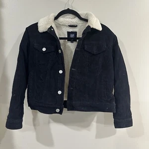 Gap black corduroy jacket w/ sherpa collar and lining. Boys Large - Picture 1 of 4