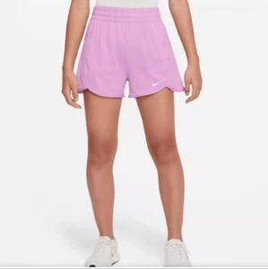 NIke Youth Girls Breezy High Waisted Shorts Size XL Pink DX4965 Dri-Fit Jersey - Picture 1 of 16