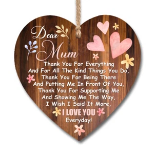 Mum Thank You For Everything I Love You Wooden Plaque Birthday Gift Sign H1056 - Picture 1 of 2