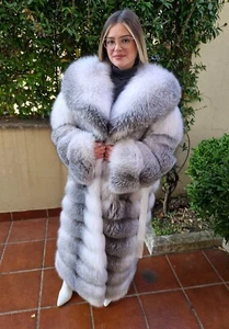 JACKET SILVER FOX FUR COAT FUCHS PELZMANTEL FOURRURE RENARD PELLICCIA VOLPE 狐皮 - Picture 1 of 9