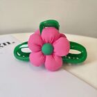 Acrylic Large Green Clip Hairpin Red Flower Hairclaw Rose Barrettes Shark Clamp