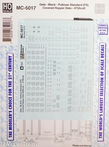 Microscale Decal HO #MC-5017 Data - Black - Pullman Standard (PS) Cov'd Hopper - Picture 1 of 1