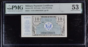 Military Payment Certificate, 10 Cents Series 472 PMG 53 About Uncirculated MP35 - Picture 1 of 3