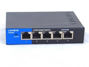 Linksys LGS105V2 5-Port GIGABIT SWITCH, 1000Mbps, NO POWER ADAPTER, Pre-Owned - Picture 1 of 8