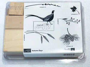 Stampin’ Up! Herbsttage Fasan Holzhalterung Gummistempel 6er Set NEU im Etui - Bild 1 von 4