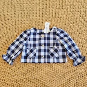 Janie and Jack Mädchen Gingham Cropped Jacke Händler Marine Größe 6 bis 12 Monate  - Bild 1 von 7