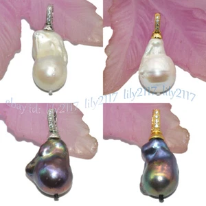 Enorme Colgante de Perla Barroca Keshi Blanco Natural Real 15x20 mm Enchapado 14 kg de antigüedad - Imagen 1 de 21