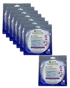 8 pack Garnier SkinActive Moisture Bomb Sheet Mask 1.08 fl oz w/ Lavender Oil - Picture 1 of 1