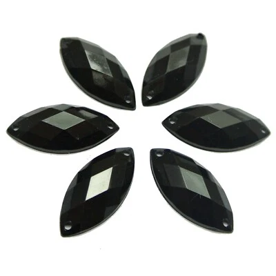 100 Black Flatback Horse Eye Sewing Acrylic Rhinestone Button 9X20mm Sew on bead - image 1 of 4