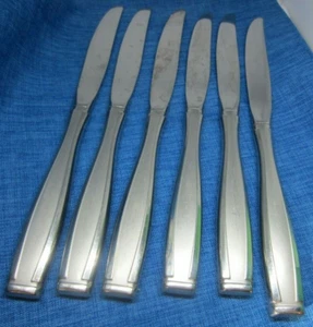 6 coltelli da tavola Oneida USA raso Shasta inox pilota posate coltello posate - Foto 1 di 3